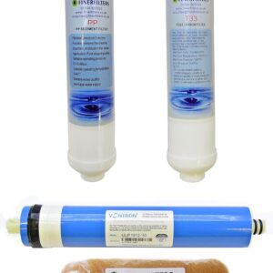 Finerfilters Compact 4 Stage RO Water Filter Replacement Filters & 50GPD Membrane