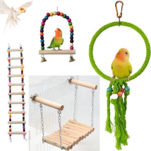 Hanging Pet Bird Cage Accessories,Wooden Bird Swing for Cockatiels,Parrots,Parakeets,Lovebirds,Conures,Budgies