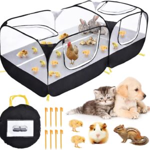 KEESIN Small Animals Playpen with Detachable Bottom Breathable Transparent Mesh Walls, Foldable Pet Enclosure Reptiles Cage for Puppy Kitten Rabbits Chicken Indoor Outdoor Exercise Yard Fence