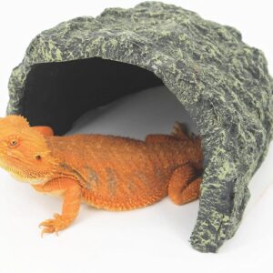 Large Reptile Aquarium Hide Cave, Ideal Tortoise Basking Rock Hide and Terrarium Decor for Bearded Dragons, Lizards, Turtles, Snakes, Geckos, Frogs & Amphibians - Habitat Hideout (Large Size)