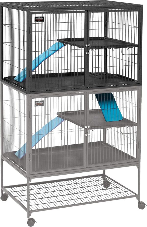 MidWest Deluxe Ferret Nation Add-On Unit Small Animal Cage Compatible with Critter Nation Models 181 & 182, Assembled Dimensions are 91.44L x63.5W x 63.5H Centimeters, Gray Quartz, Model 183