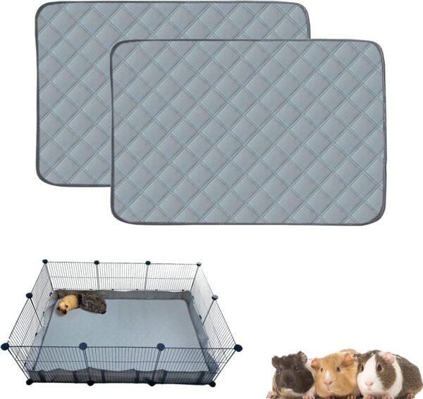 Mooydee 2 Pack Guinea Pig Cage Liners for C&C 2x3 Habitat Washable Guinea Pig Bedding Super Absorbent | Waterproof | Non Slip| Reusable Guinea Pig Pee Pads for Small Animals Cages - 41.3" x 27.6"