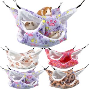 Nuenen 4 Pcs Guinea Pig Rat Hanging Hammock 3 Tier Small Animals Hanging Sleeping Bed Pet Hanging Cage Accessories Bedding Cage for Chinchilla Ferrets Sugar Glider Squirrel Reptiles Hideout Playing