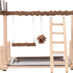 OUBEIDUO Lovebirds Parrots Cage Platform Perch Stand Bridge Swing Set Climbing Wooden Bridge Training Toy For Pet Bird