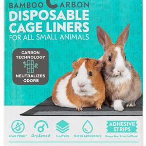 Paw Inspired Disposable Guinea Pig Cage Liners | Bamboo Charcoal Odor Controlling | Super Absorbent Liners Pee Pads for Ferrets, Rabbits, Hamsters, and Small Animals (47" x 26" (Midwest), 8 Count)