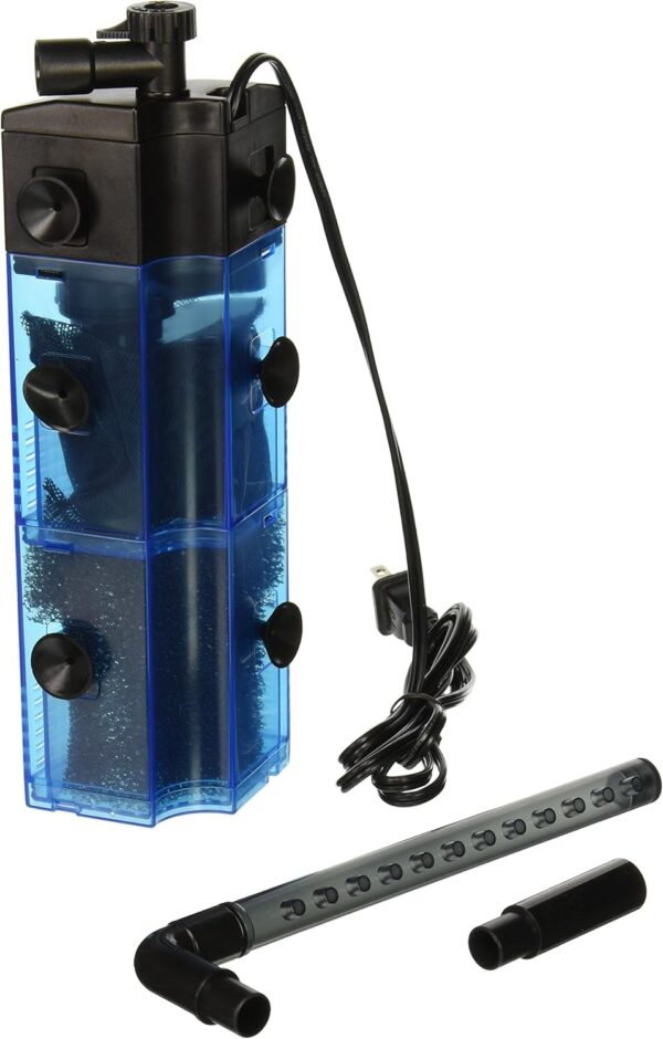 Penn-Plax Cascade 455 Fully Submersible Internal Filter for Aquarium Corners – Physical, Biological, and Chemical Filtration – 120 Gallons per Hour (GPH)