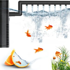 QZQ Filter For Fish Tanks, Quiet 6-in-1 Aquarium Filters Adjustable Flow Rate Fish Tank Filters Pump Oxygen Fountain Wave Maker Water Change For Small Aquarium Filter, Tropical Aquariums Up to 20L