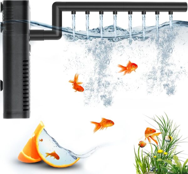 QZQ Filter For Fish Tanks, Quiet 6-in-1 Aquarium Filters Adjustable Flow Rate Fish Tank Filters Pump Oxygen Fountain Wave Maker Water Change For Small Aquarium Filter, Tropical Aquariums Up to 20L