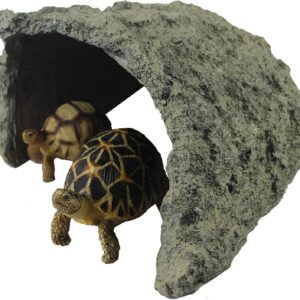 Reptile Habitat Decor Hideouts Cave Tortoise Rock Hide Cave, Resin Reptile Rock Hideout Decoration Ideal for Small Lizards, Bearded Dragon, Turtles, Frogs, Snakes