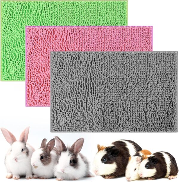 Riakrum 3 Pcs Guinea Pig Bedding Reusable Small Animal Guinea Pig Bed Fleece Guinea Pig Pee Pad Absorbency Washable Pet Soft Guinea Pig Cage Liner for Guinea Pigs Bunny Hamsters(Pink, Green, Gray)