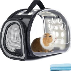 Small Pet Carrier Guinea Pig Cage Plastics PE Transparent Portable Breathable Travel Outgoing Cage for Hamster Hedgehog Squirrel Rats Sugar Glider Rat Ferret