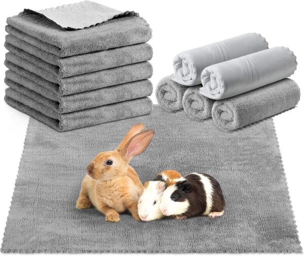 SmoothNovelty 5 Pcs Waterproof Guinea Pig Blankets Washable Small Animal Pee Pad Pet Blanket Sleep Bedding Mats Absorbent Guinea Pig Cage Liner Reusable Pet Sleep Mat Pad Cover (Gray)