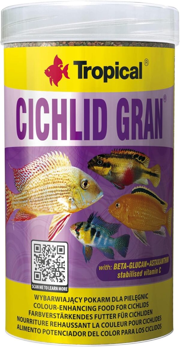 Tropical Cichlid Gran Colour-Enhancing Granulate Food with Beta Glucan 250 ml