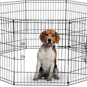 UNDERDOG 8 Panel Playpen Suitable for Dogs/Puppies/Cats & Rabbits foldable ideal for Indoor/Outdoor use puppy play pen (76cm, Black)