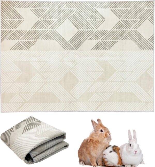 VCEPJH Extra Large Rabbit Cage Liner Reusable 63 inch Washable Bunny Floor Mat Soft Animal Bedding Cage Flooring Pads Non-Slip Pet Rug for Indoor Dogs Puppy Cats Totoro Ferret