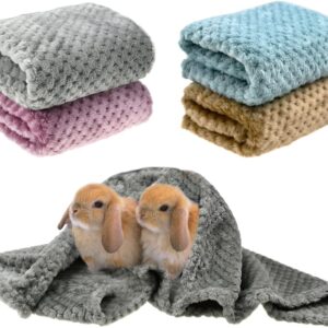 Vehomy 4Pcs Guinea Pig Blankets Hamster Flannel Blanket Bunny Blanket Cage Liners Small Pet Fleece Sleep Blankets Bedding Mats Bathe Towels for Hamster Guinea Pig Rabbit Kitten Chinchilla Hedgehog