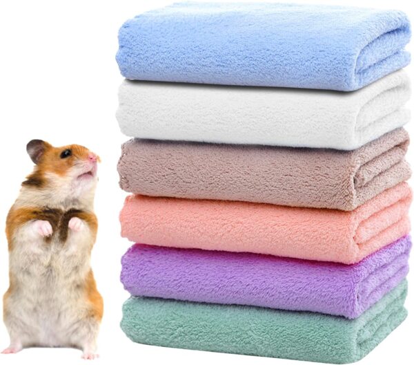 Yanmucy 6 Pack Guinea Pig Blankets Soft Fleece Hamster Cage Liner Small Animals Bedding Mats Pet Cage Accessories for Guinea Pig Hamster Rat Ferrets Hedgehogs Chinchillas