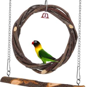 Yardwe 8 Pcs Bird Wooden Swing Parakeet Swing Parrot Swing Pet Bird Swing Wooden Bird Swing Toy Canaries Swing Bird Perch Swing Bird Swing Perch Swing for Parrot Natural Cage Hen Canary