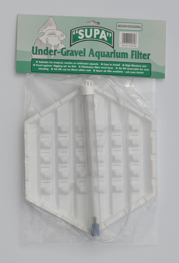 Supa Medium 12.5" x 6.5" Hexagonal Under-Gravel Aquarium Filter, Suitable For Tropical, Marine or Cold Water Aquariums/Fish Tanks, Made In The UK,