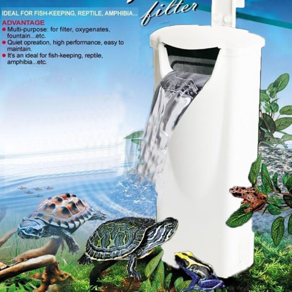 UIZYOKL Aquarium Internal Turtle Filter Mute Flow Water Cleaner Pump Low Level Waterfall Filter Adjustable Water Pumps for Small Fish Tank 1-28 Gallon Reptiles Amphibian Frog Crab